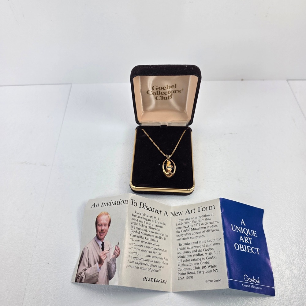 Goebel Hummel Olszewski Miniature Gold Vermeil Cage What Now Pendant Necklace - Picture 5 of 8